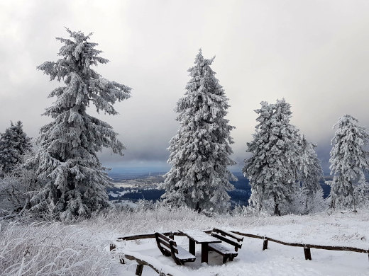 Blick vom verschneiten Feldberg im November 2021